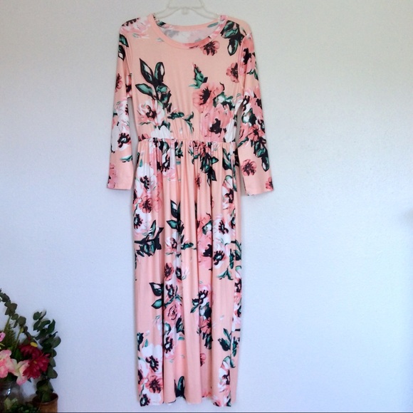 Dresses & Skirts - EUC | Maxi floral dress, jersey, blush pink, long